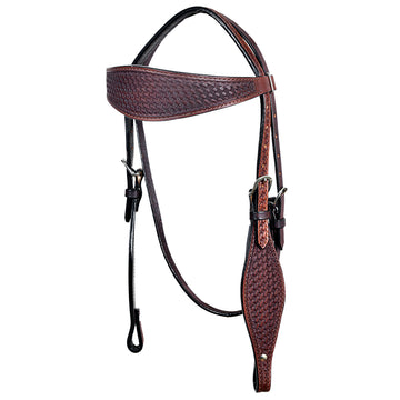 HILASON Western Horse Headstall Breast Collar Set Tack Genuine American Leather Basket Weave Dark Brown